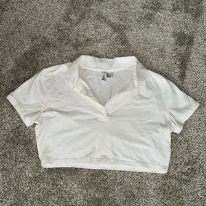 White H&M Short Sleeve Shirt With Collar